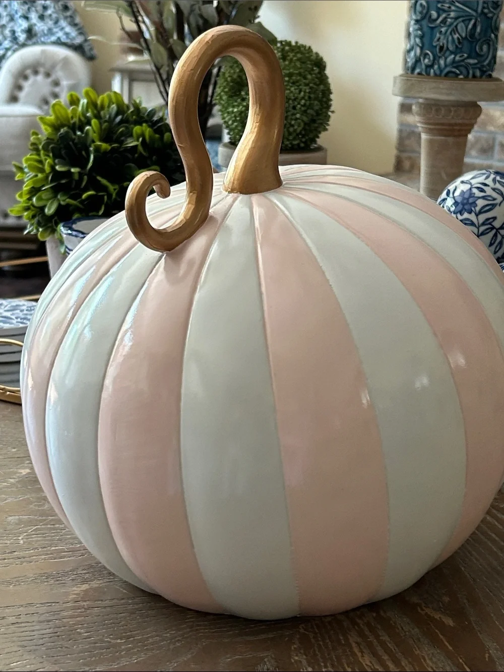 NEW! LARGE Gothic Pink & White Striped Good Witch Outdoor Halloween Fall Pumpkin